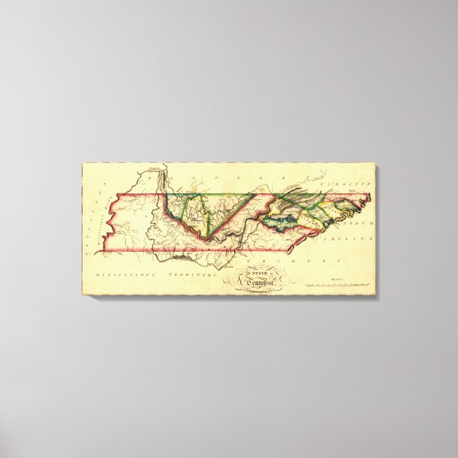 Toile TennesseeCarte panoramiqueTennessee (Recto)