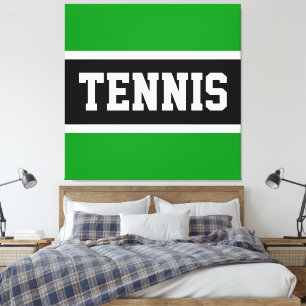 Toile TENNIS Amusant Athlétique Vert Noir Blanc Rayures