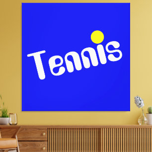 Toile TENNIS cool Blanc Jaune Diagonal Sur Bleu Vive