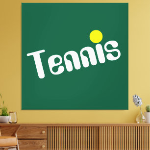 Toile TENNIS cool Blanc Jaune Diagonal Sur Vert Profond
