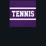 Toile TENNIS Fun Bold Athletic Deep Purple White Stripes<br><div class="desc">This sporty design features athletic TENNIS text inside bright pink and white racing stripes against deep purple background.  The text and colors can be personalized.</div>