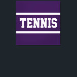 Toile TENNIS Fun Bold Athletic Deep Purple White Stripes<br><div class="desc">This sporty design features athletic TENNIS text inside bright pink and white racing stripes against deep purple background.  The text and colors can be personalized.</div>