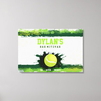 Toile TENNIS IN GREEN Bar Mitzvah Connexion Carte mémoir