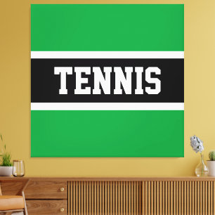 Toile TENNIS Texte amusant Gras Vert Noir Blancs