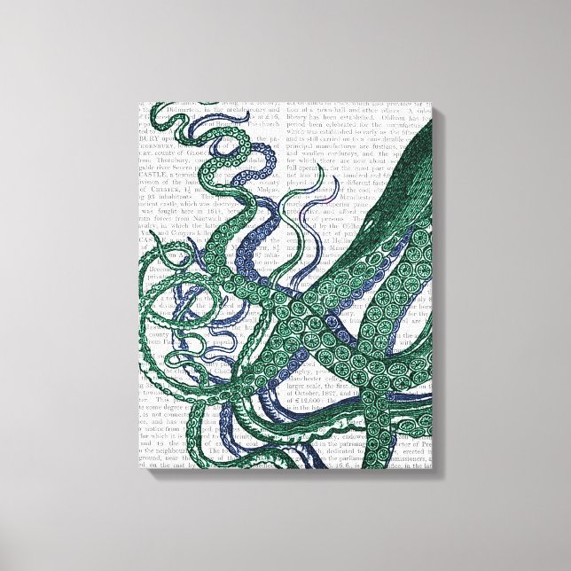 Toile Tentacles de pieuvre vert et bleu (Recto)