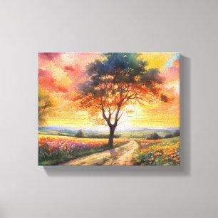 Toile Terrain de coucher de soleil paisible