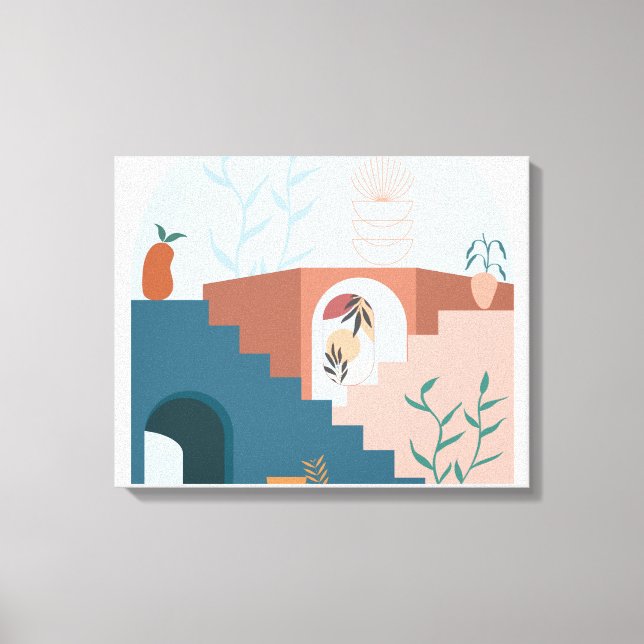 Toile "Terrasses ensoleillées – Décor mural en bois abst (Recto)