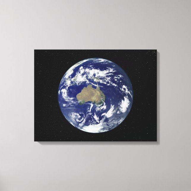 Toile Terre entièrement éclairée centrée sur l'Australie (Recto)