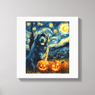 Toile Terre-Neuve Newfie Chien Mignon Halloween Jack O L