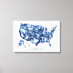 Toile Terre que j'aime - Carte des États-Unis