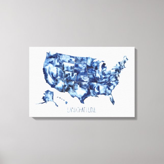 Toile Terre que j'aime - Carte des États-Unis (Recto)