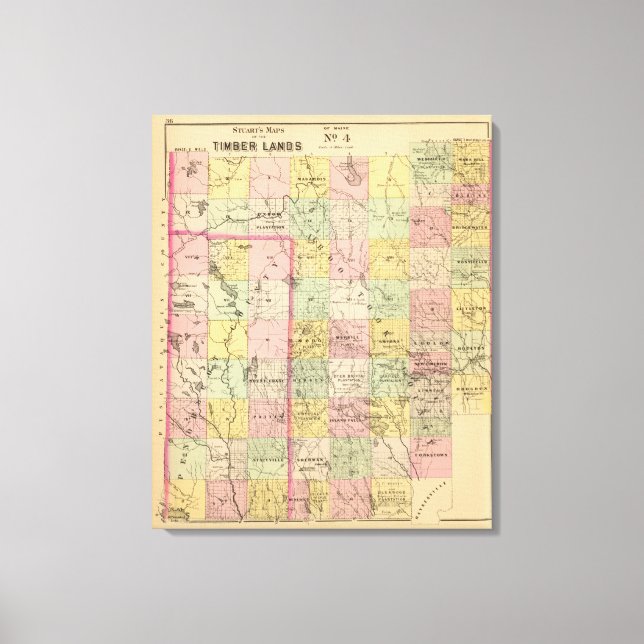 Toile Terres en bois 4 Carte Atlas (Recto)
