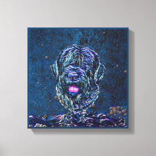 Toile Terrier russe noir Bleu Starry Peinture nocturne