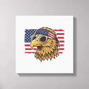 Toile Tête d'aigle patriotique Gravure vintage Graphique