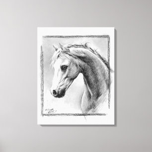 Toile Tête de cheval Dessin de charbon de bois Art équin