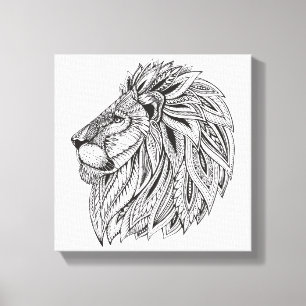 Toile Tête de lion à motifs ethniques 6