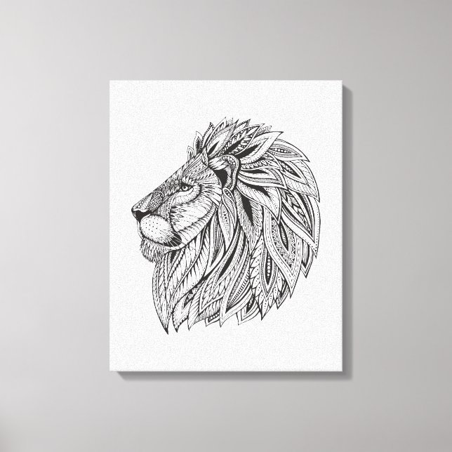 Toile Tête de lion à motifs ethniques 6 (Recto)