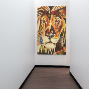 Toile Tête de lion Peinture Cubiste moderne