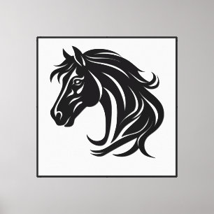 Toile Tête de magnifique cheval noir  