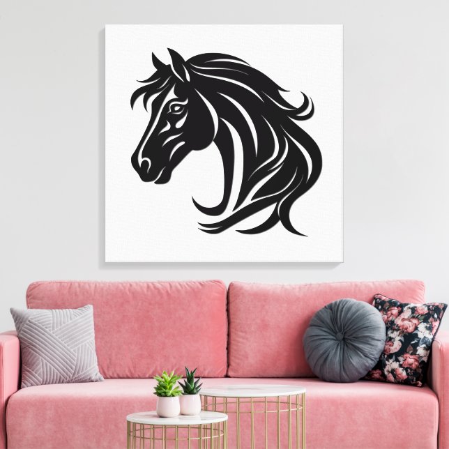 Toile Tête de magnifique cheval noir   (Insitu(Salon))
