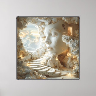 Toile Tête de marbre surréaliste Intérieur Paysage oniri
