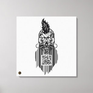 Toile Tete de mort code barre QR G-Skulls avec barbe 5