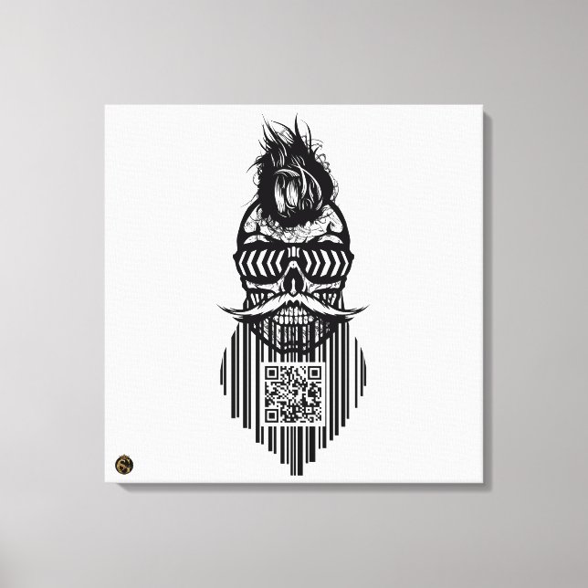 Toile Tete de mort code barre QR G-Skulls avec barbe 7 (Recto)