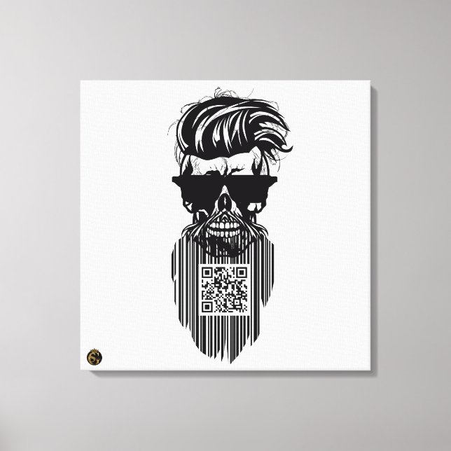 Toile Tete de mort code barre QR G-Skulls avec barbe 9 (Recto)