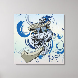 Toile Tete de mort crâne skate rampe skateboard 1