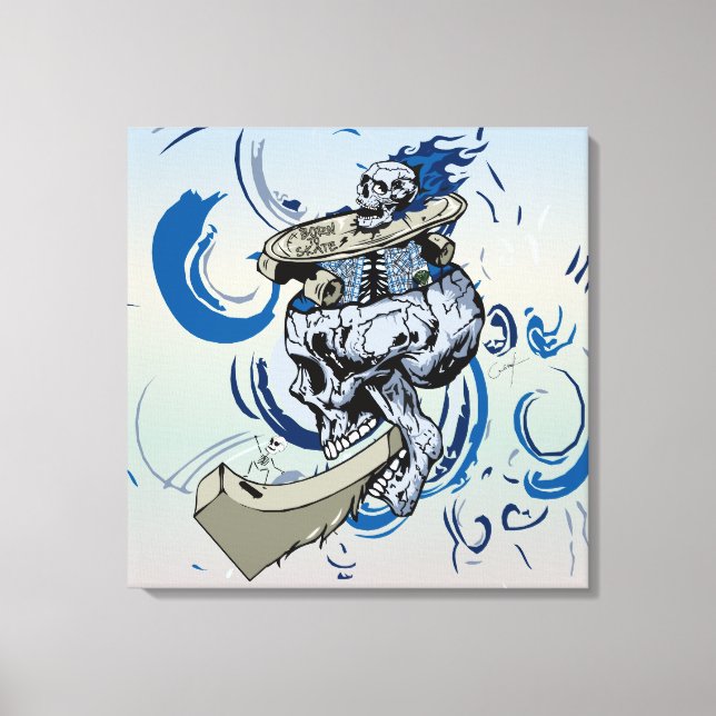 Toile Tete de mort crâne skate rampe skateboard 1 (Recto)