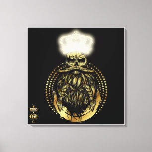 Toile Tête de mort hipster king skull roi barbu 3