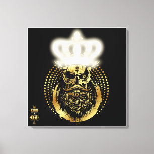Toile Tête de mort hipster king skull roi barbu et moust