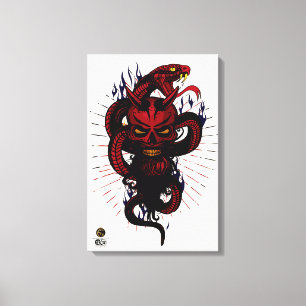 Toile Tête de mort hipster skulls diable serpent tattoo