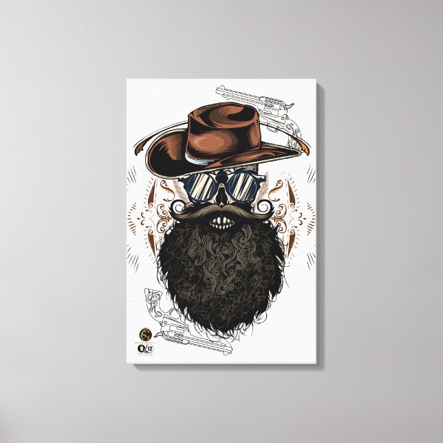 Toile Tête de mort hipster skulls western cowboy (Recto)
