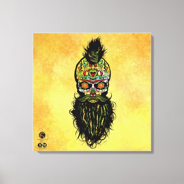 Toile Tête de mort mexicaine hipster skulls barbu et mou (Recto)