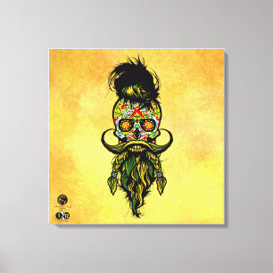 Toile Tête de mort mexicaine hipster skulls barbu et mou