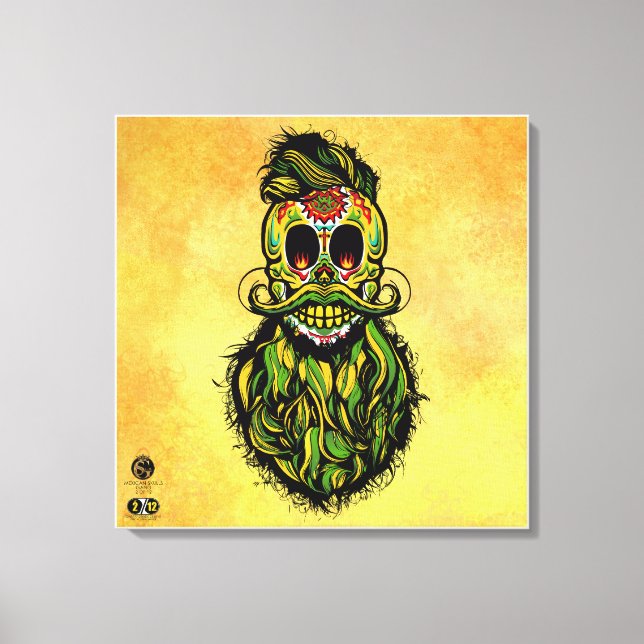 Toile Tête de mort mexicaine hipster skulls barbu et mou (Recto)