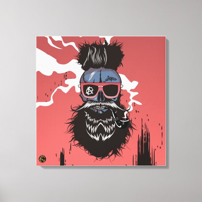 Toile Tête de mort punk hipster G-skulls crâne barbu req (Recto)