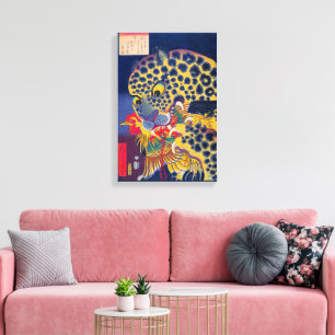 Toile Tête d'un Tigre Mangeant un Coq Utagawa Hirokage