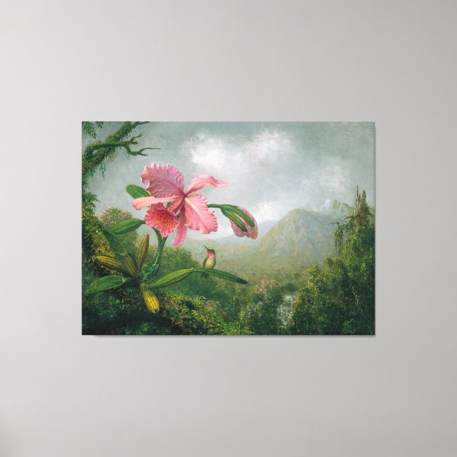 Toile TÊTE orchidée et colibri près d'une cascade 1902 (Recto)