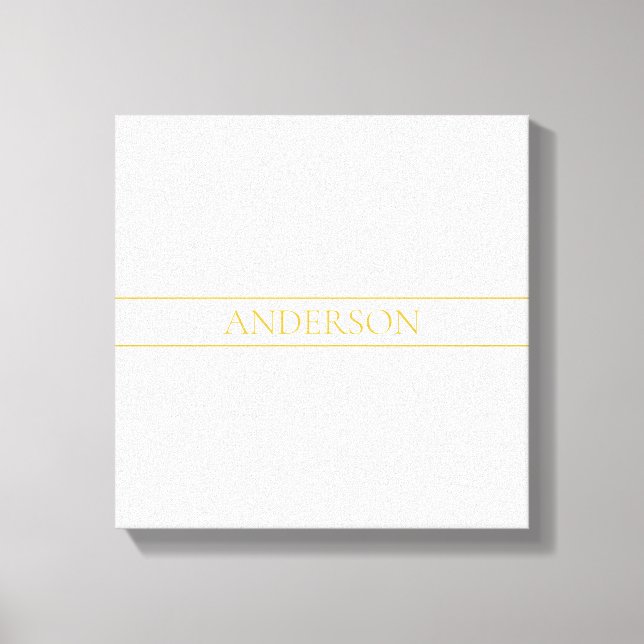 Toile Texte personnalisable simple et élégant | Or blanc (Recto)