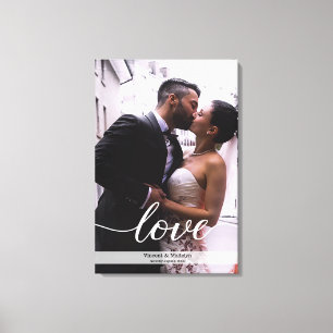 Toile Texte personnalisé de photo de mariage de jeunes m