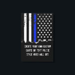 Toile Texte personnalisé du drapeau américain de la poli<br><div class="desc">Image murale de police de texte personnalisé.</div>