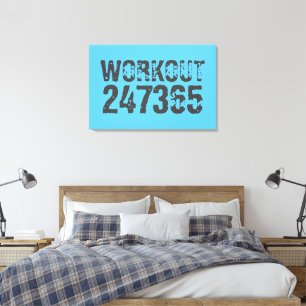 Toile Texte usé et rayé Workout 247365 bleu