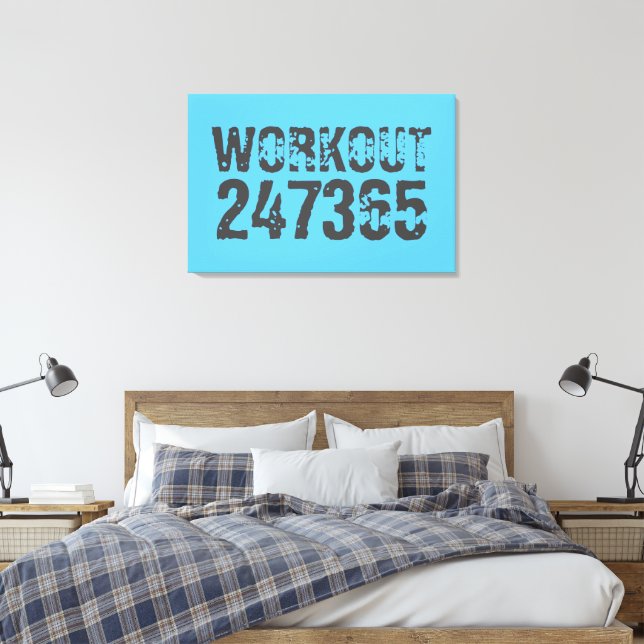 Toile Texte usé et rayé Workout 247365 bleu (Insitu(Chambre))