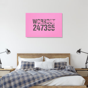 Toile Texte usé et rayé Workout 247365 rose