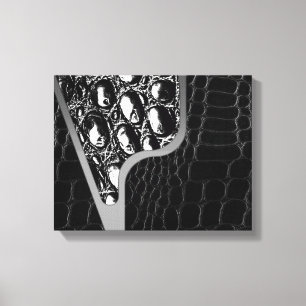 Toile Texture en cuir noire de crocodile