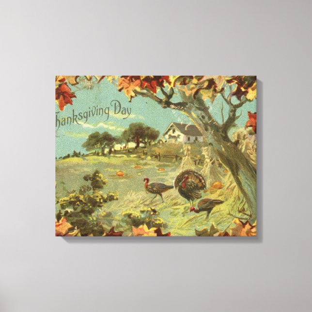 Toile Thanksgiving DayFallen Feuilles et clés (Recto)
