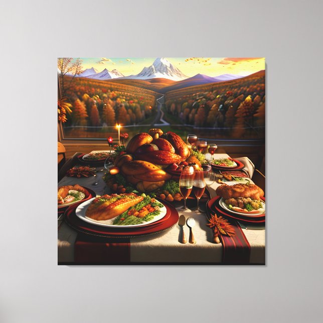 Toile Thanksgiving Diner Table Autumn Paysage (Recto)