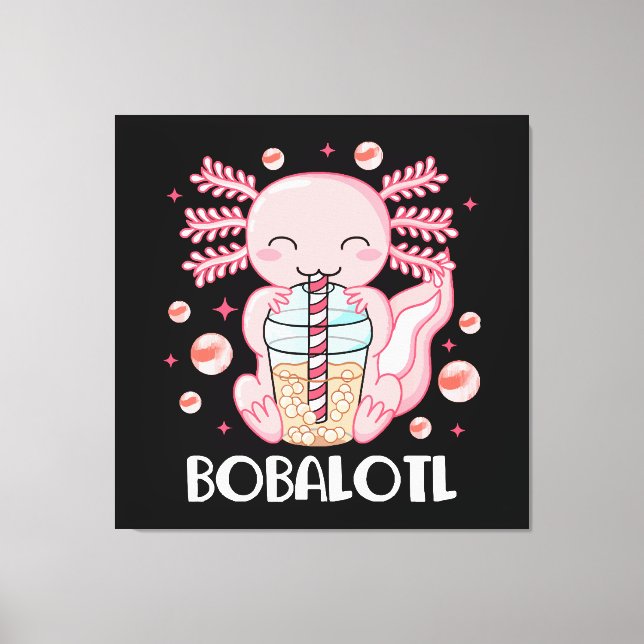 Toile Thé à bulles drôle d'axolotl (Recto)
